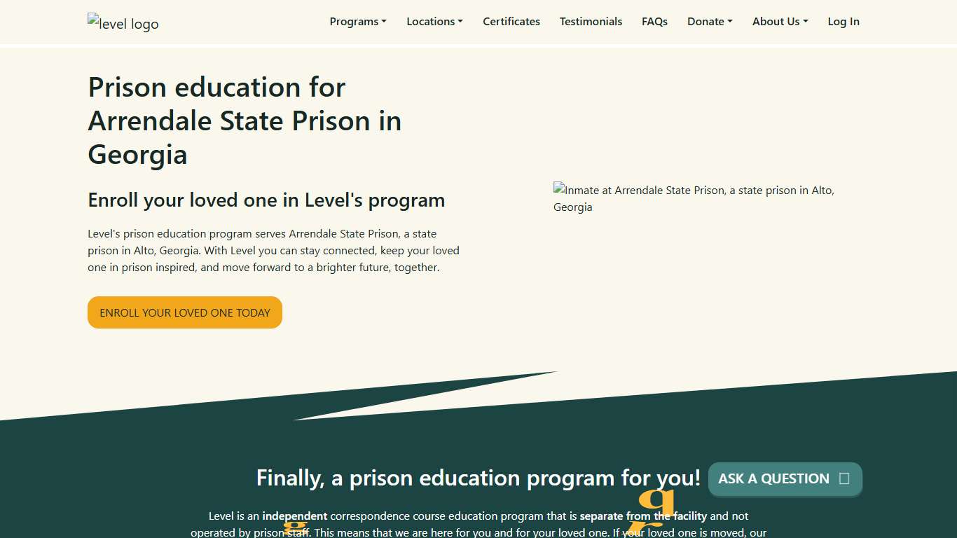 Prison Education For Arrendale State Prison - Level